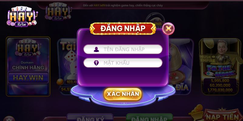 Chỉ cần điền lại thông tin tài khoản và mật khẩu là đăng nhập được Haywin